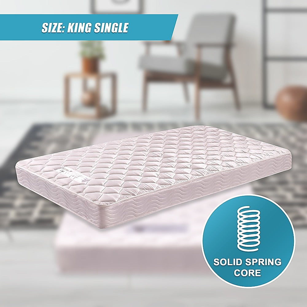 Soft Quilted King Single Spring Mattress - White, PALERMO