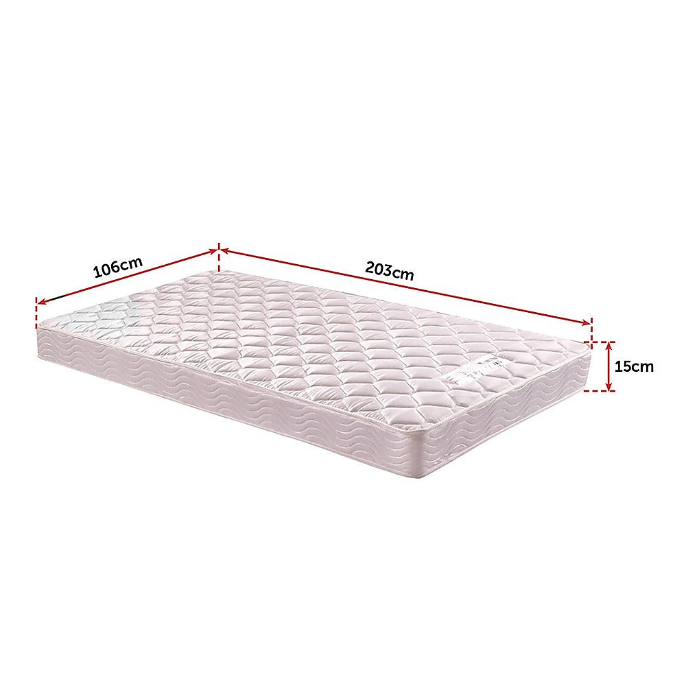 Soft Quilted King Single Spring Mattress - White, PALERMO