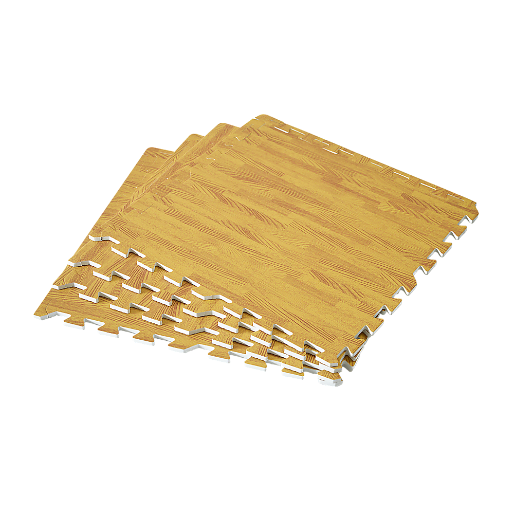 12 Interlocking EVA Foam Gym Floor Mats, 1cm Thick, Wood