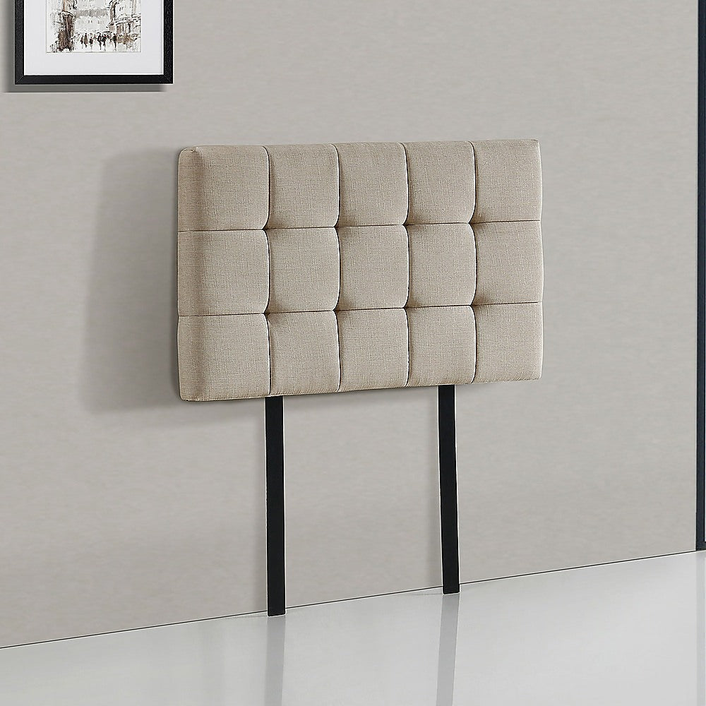 Beige Linen Single Bed Headboard, Adjustable Height