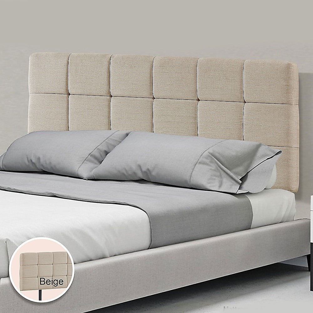 Customizable Linen Double Bed Deluxe Headboard - Beige