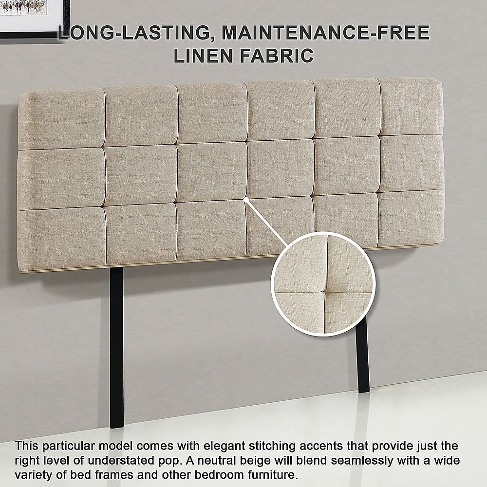 Customizable Linen Double Bed Deluxe Headboard - Beige