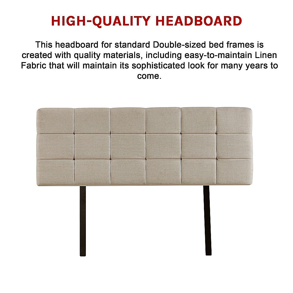 Customizable Linen Double Bed Deluxe Headboard - Beige