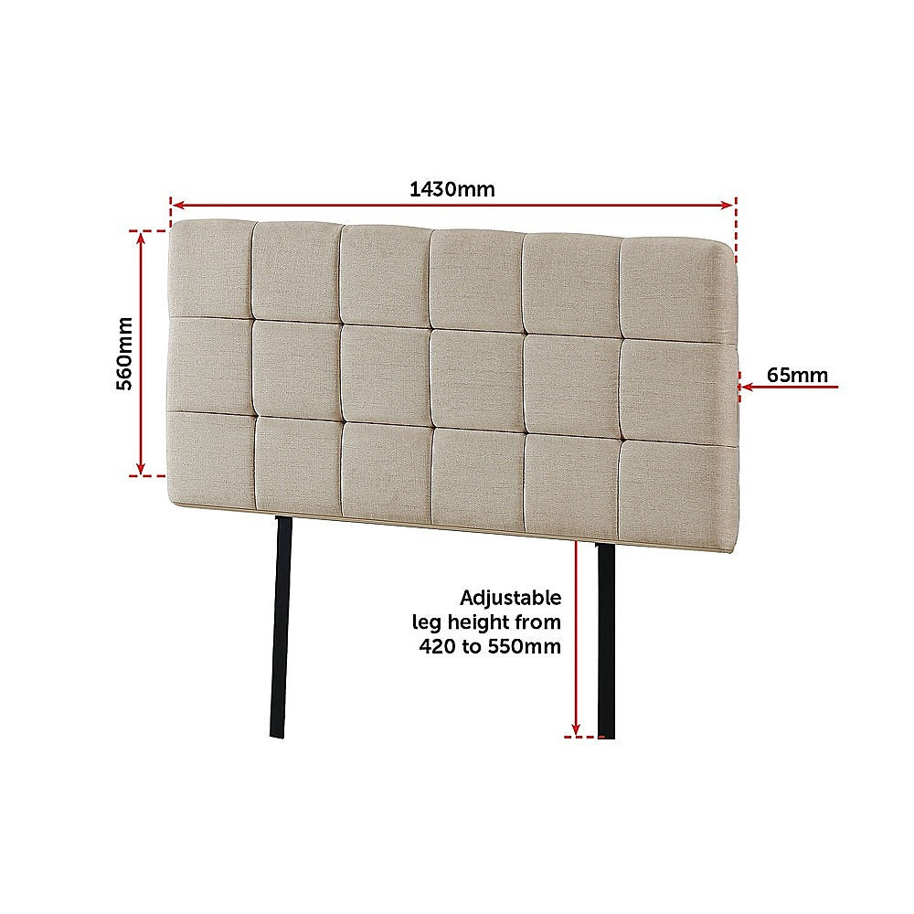 Customizable Linen Double Bed Deluxe Headboard - Beige