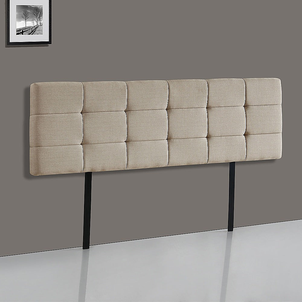 Beige Linen Fabric King Bed Headboard with Adjustable Height