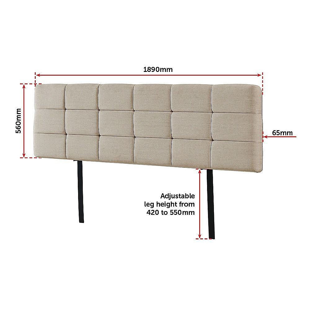 Beige Linen Fabric King Bed Headboard with Adjustable Height