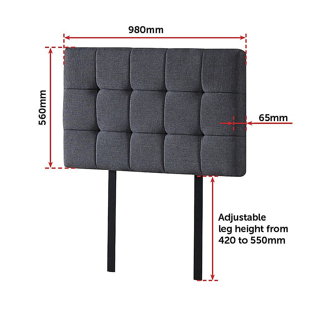 Customisable Grey Linen Single Bed Headboard, 980x560