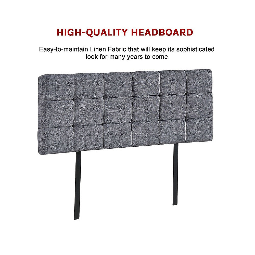 Customisable Grey Linen Double Bed Headboard with Stitching