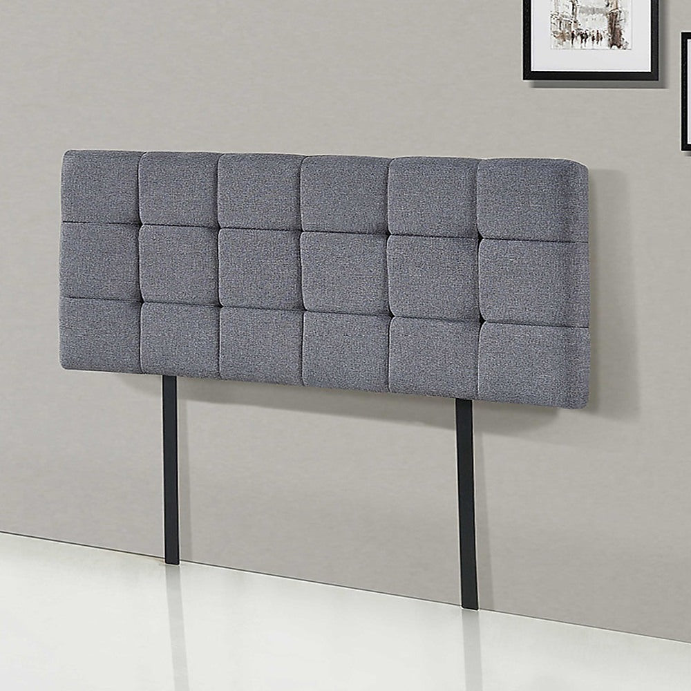 Customisable Grey Linen Double Bed Headboard with Stitching