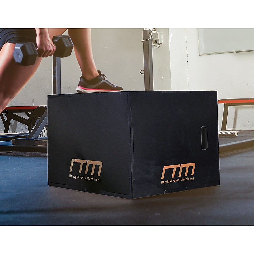 Adjustable Black Plyometric Jump Box 3 Heights - Randy & Travis