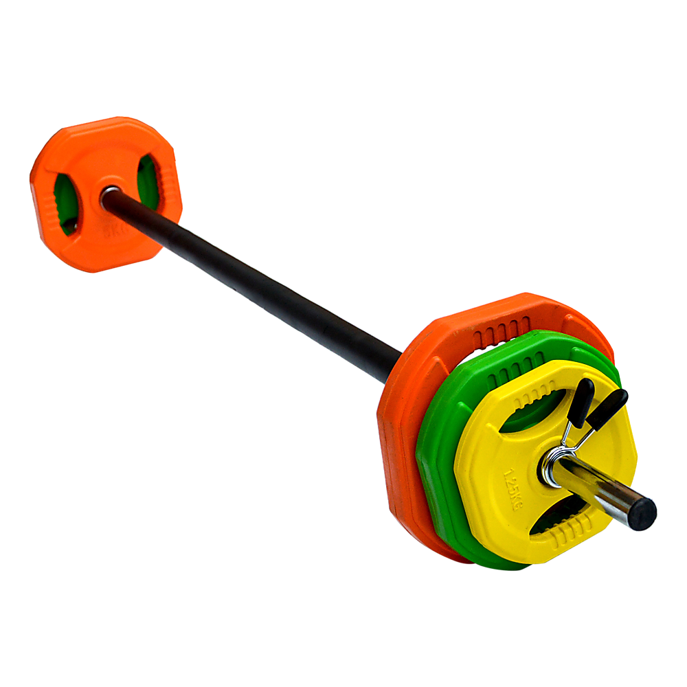 Rubber Coated Colour Barbell Set, 20kg, Easy-Grip Foam