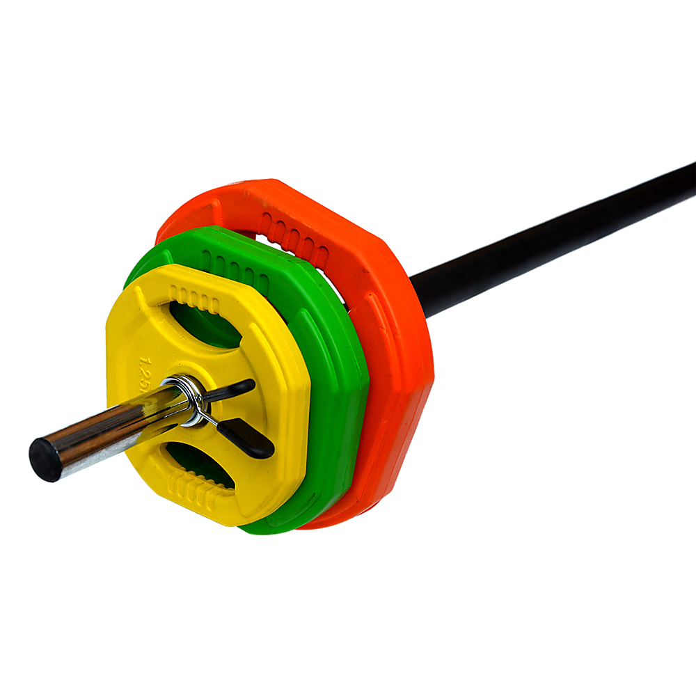 Rubber Coated Colour Barbell Set, 20kg, Easy-Grip Foam