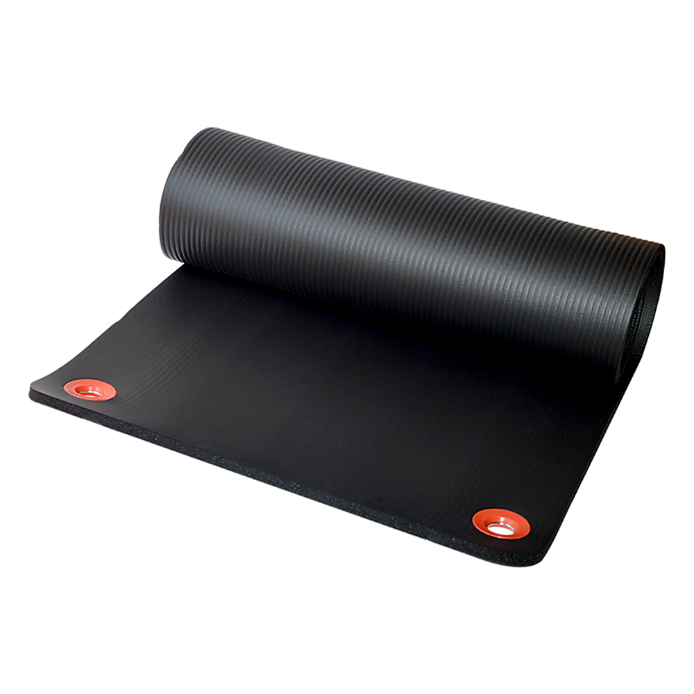 Black Foam Exercise Mat with Eyelets for Yoga & Pilate