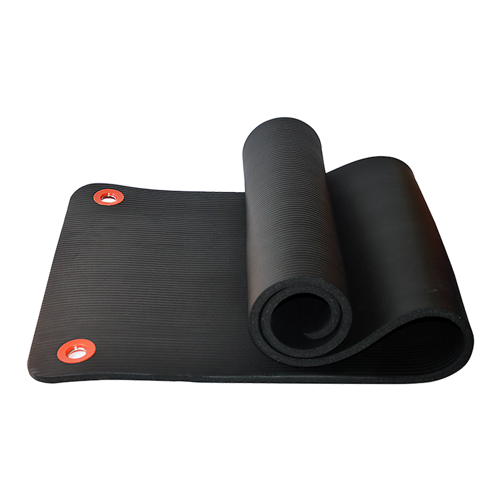 Black Foam Exercise Mat with Eyelets for Yoga & Pilate