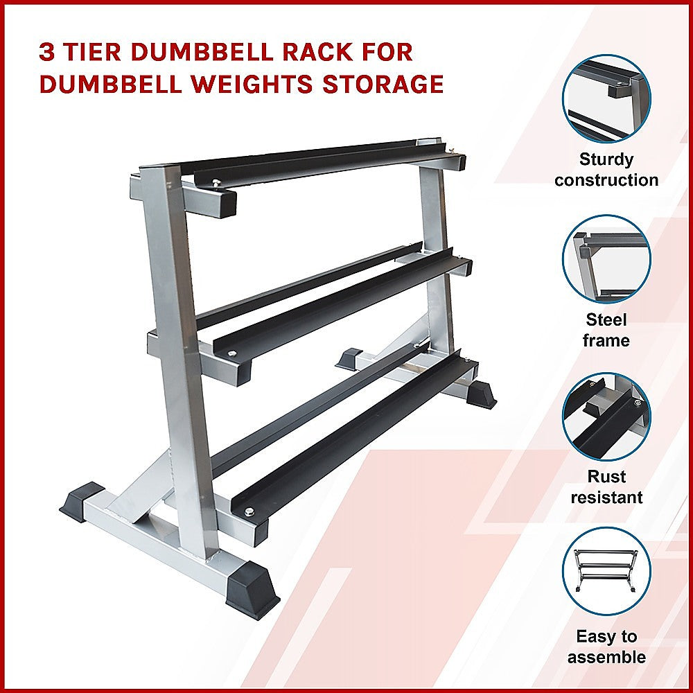 Compact 3 Tier Dumbbell Rack, 500 kg Capacity - Randy & Travis