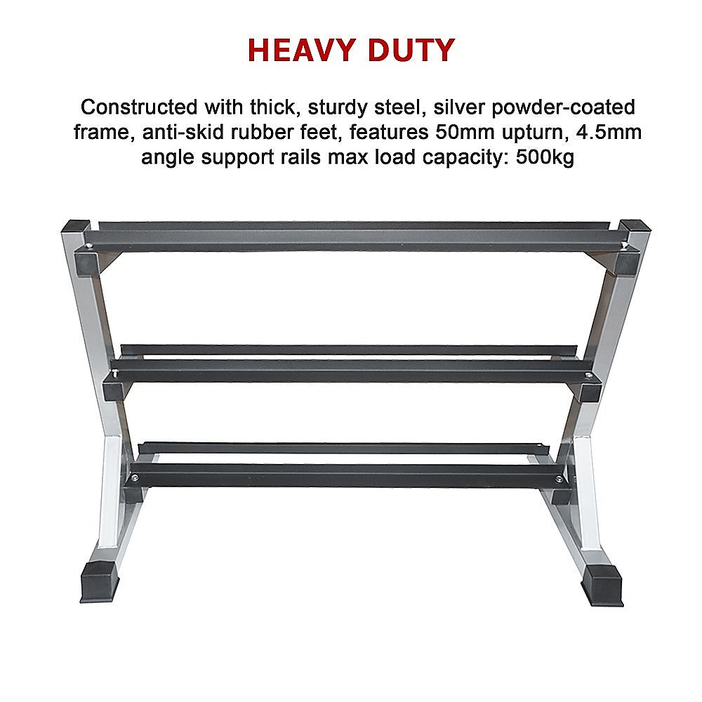 Compact 3 Tier Dumbbell Rack, 500 kg Capacity - Randy & Travis