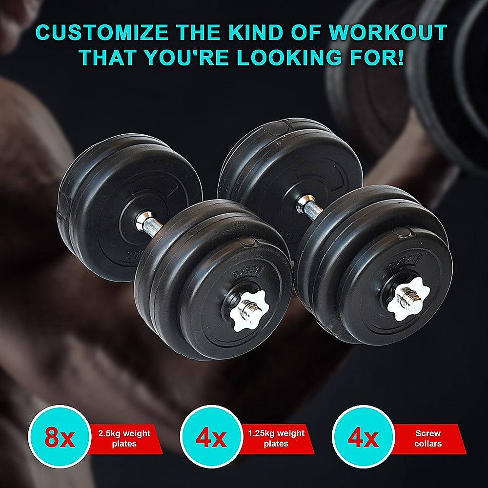 Adjustable 30KG Dumbbell Weight Set, Non-Slip Steel, 12 Plates