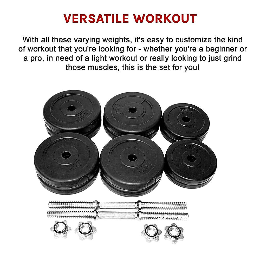 Adjustable 30KG Dumbbell Weight Set, Non-Slip Steel, 12 Plates