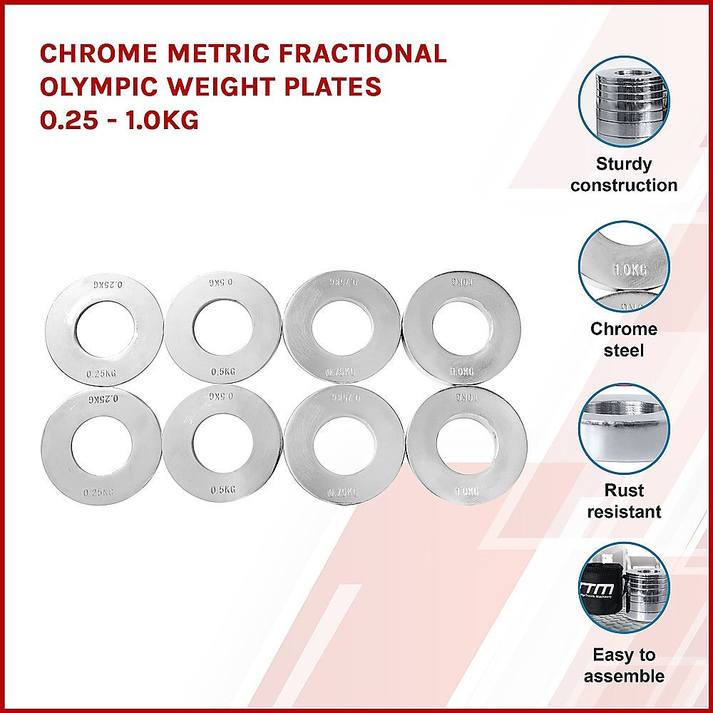 Chrome Metric Fractional Olympic Weight Plates 0.25 - 1.0kg