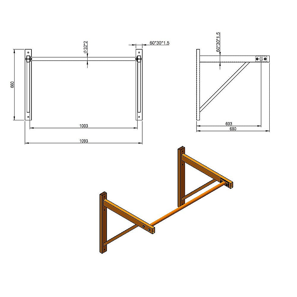 Heavy-Duty Wall Mounted Pull Up Bar, 500+ lbs Capacity