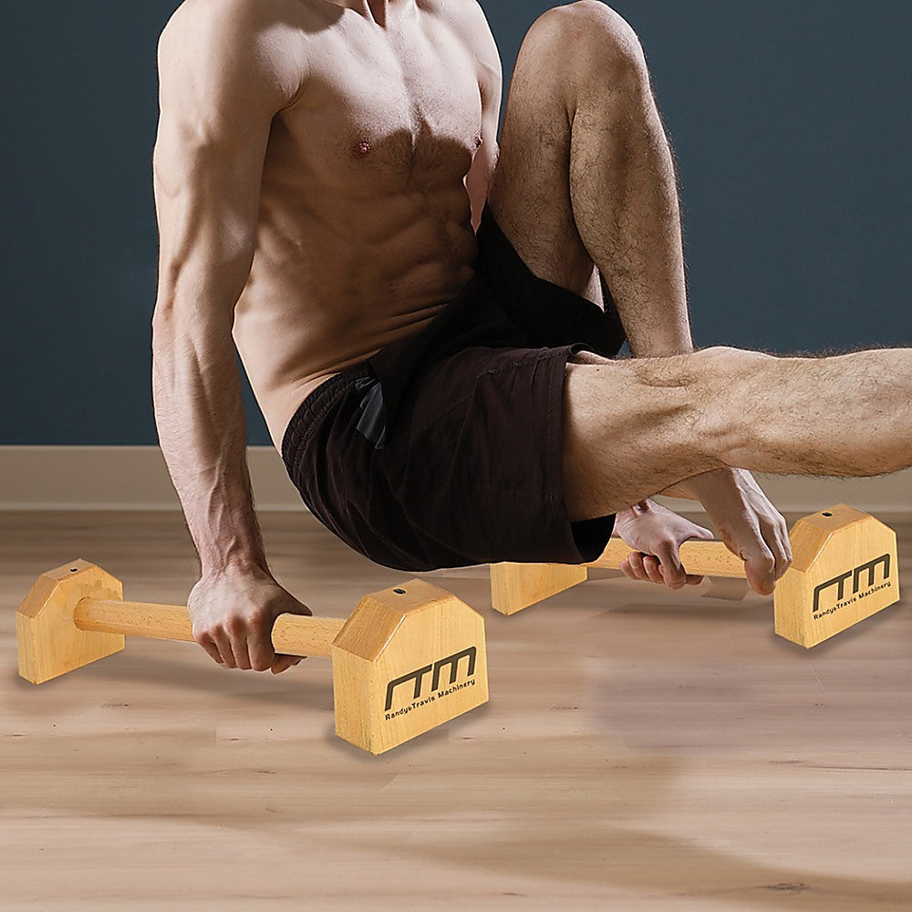 Stable Wooden Parallette Bars for Push Up & Dip Workouts