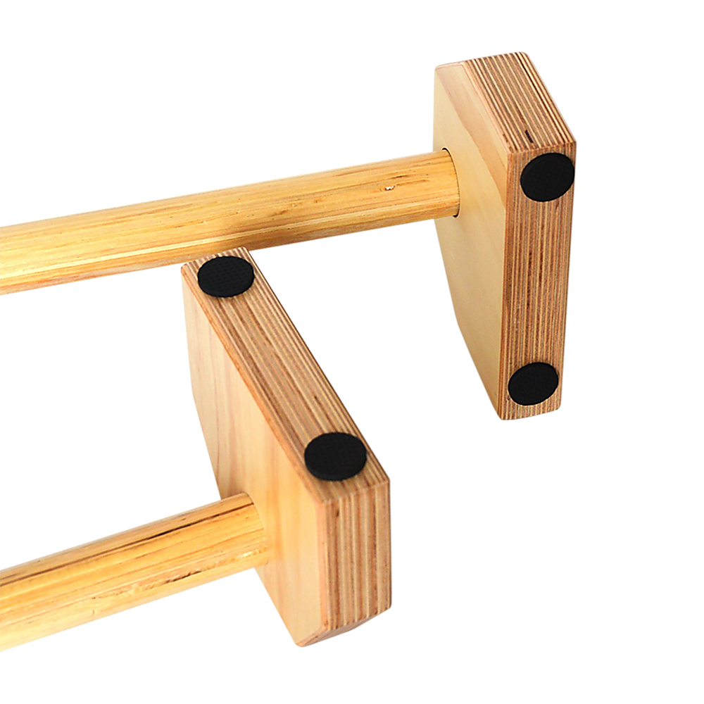 Stable Wooden Parallette Bars for Push Up & Dip Workouts