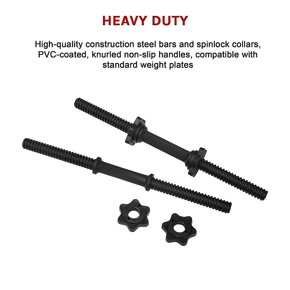 PVC-Coated Steel Dumbbell Bars, Slip-Resistant, Pair