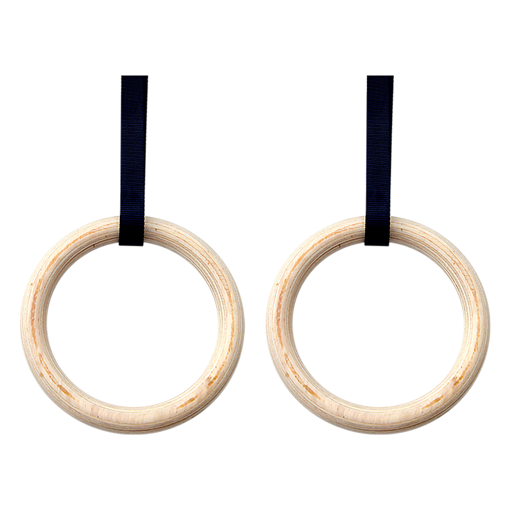 Heavy-Duty 32mm Wooden Gymnastic Rings with Nylon Straps