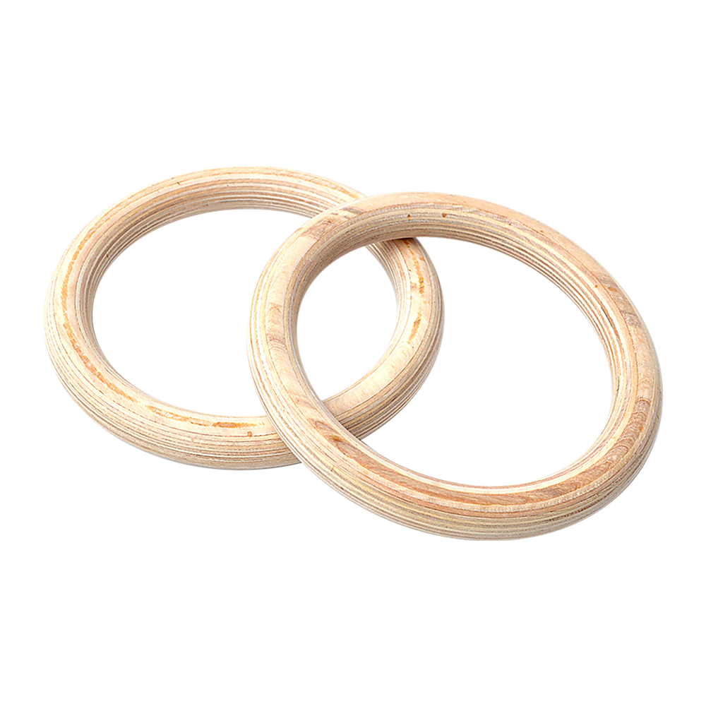 Heavy-Duty 32mm Wooden Gymnastic Rings with Nylon Straps