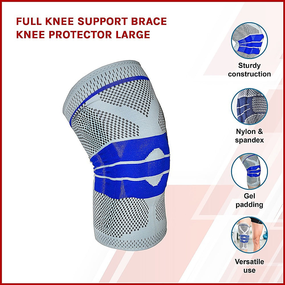 Breathable Full Knee Support Brace w/Gel Padding, Large