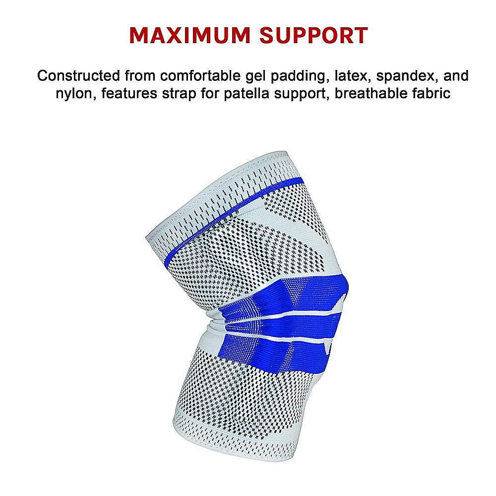 Breathable Full Knee Support Brace w/Gel Padding, Large