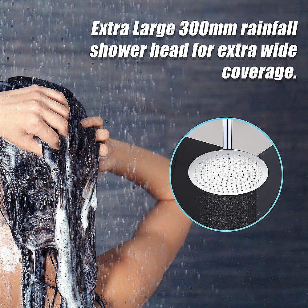 Ultra Thin 300mm Round Rainfall Shower Head, Stainless Steel