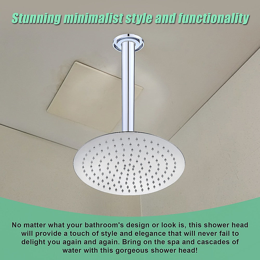 Ultra Thin 300mm Round Rainfall Shower Head, Stainless Steel