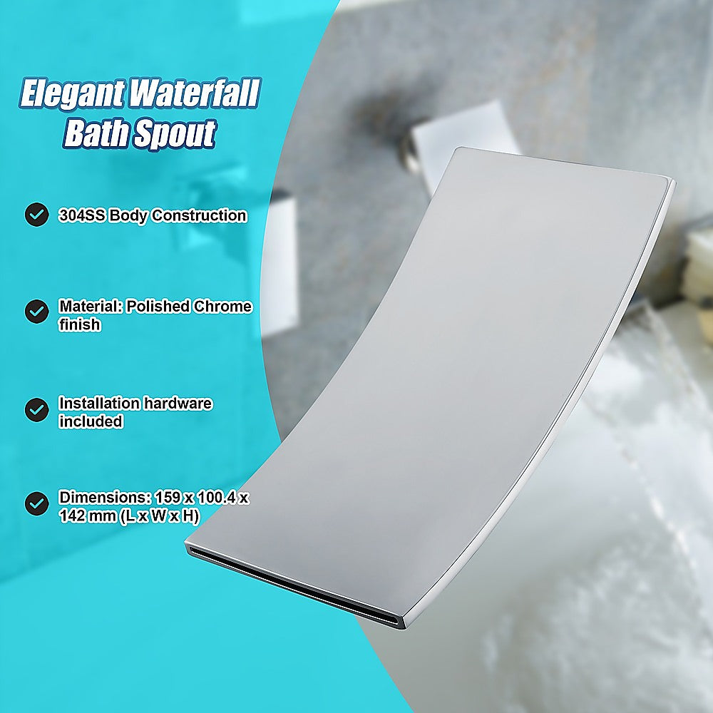 Chrome 304SS Waterfall Bath Spout, Modern Design