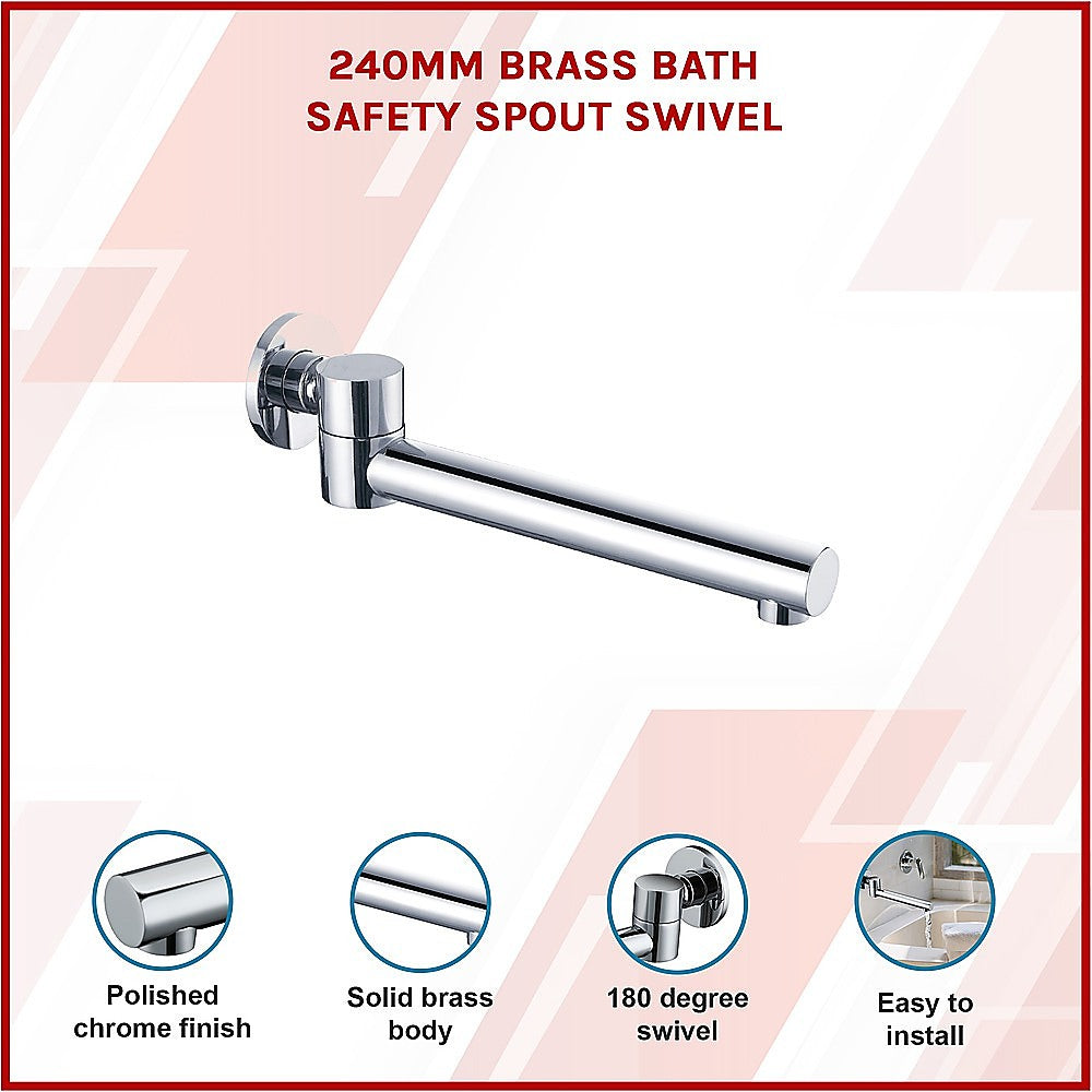 241.5mm Chrome Brass Swivel Bath Safety Spout