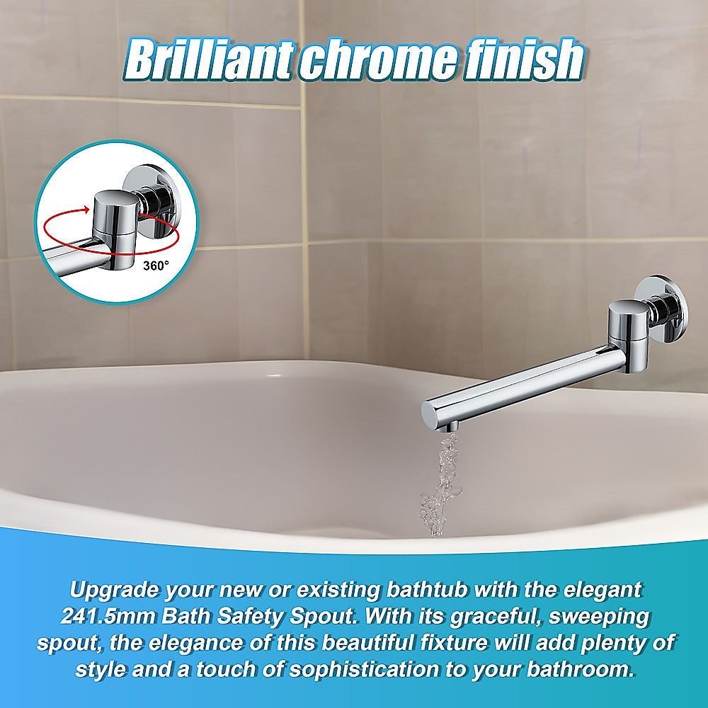 241.5mm Chrome Brass Swivel Bath Safety Spout