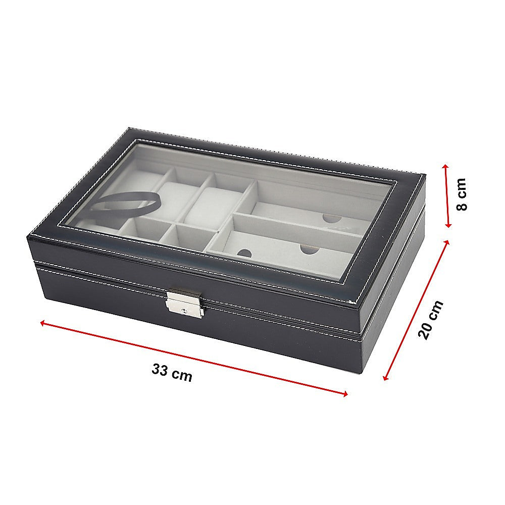 Black PU Leather Watch and Sunglasses Display Box