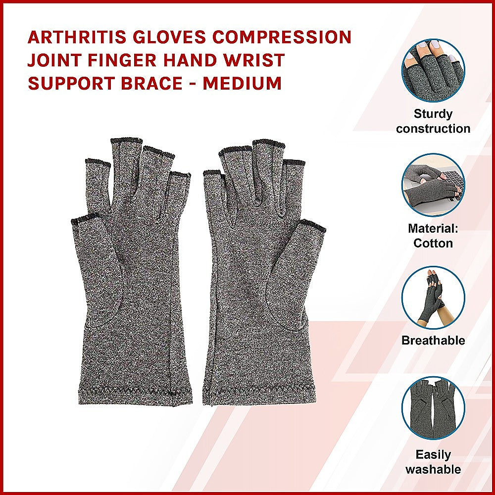 Medium Grey Compression Arthritis Gloves, Soft Stretchy - Randy & Travis