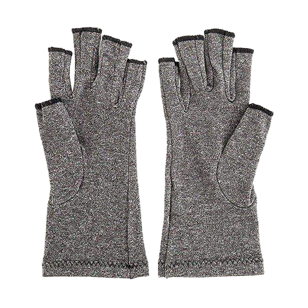 Medium Grey Compression Arthritis Gloves, Soft Stretchy - Randy & Travis