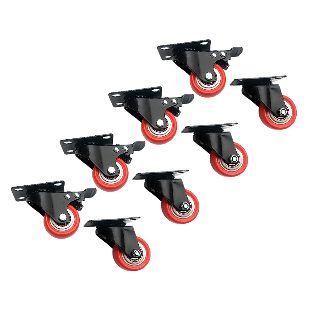 Heavy-Duty Polyurethane Swivel Castor Wheels, 100kg Load, Set of 8