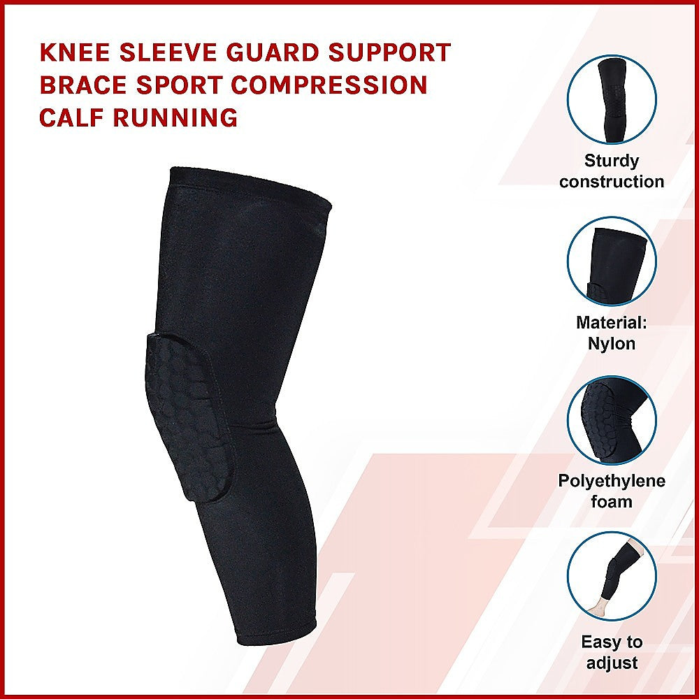 Compression Knee Sleeve Guard, Extended Length, Black