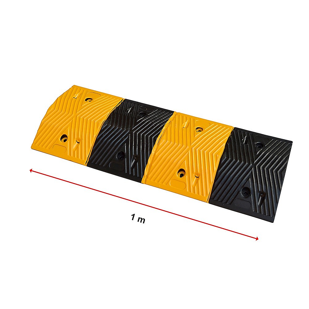 Durable 60T Rubber Speed Bumps, Anti-Slip, 1m Each - Set of 2