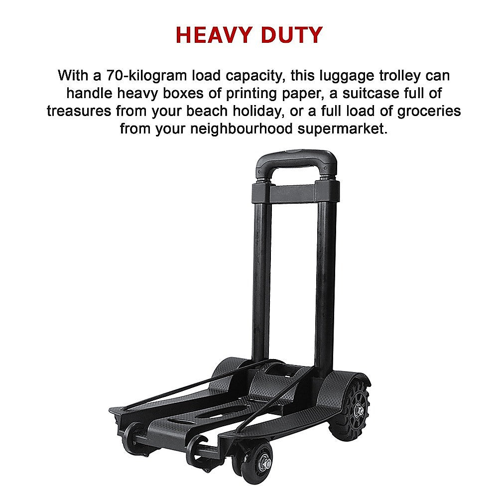 Collapsible 70Kg Hand Trolley with Swivel Wheels, Black