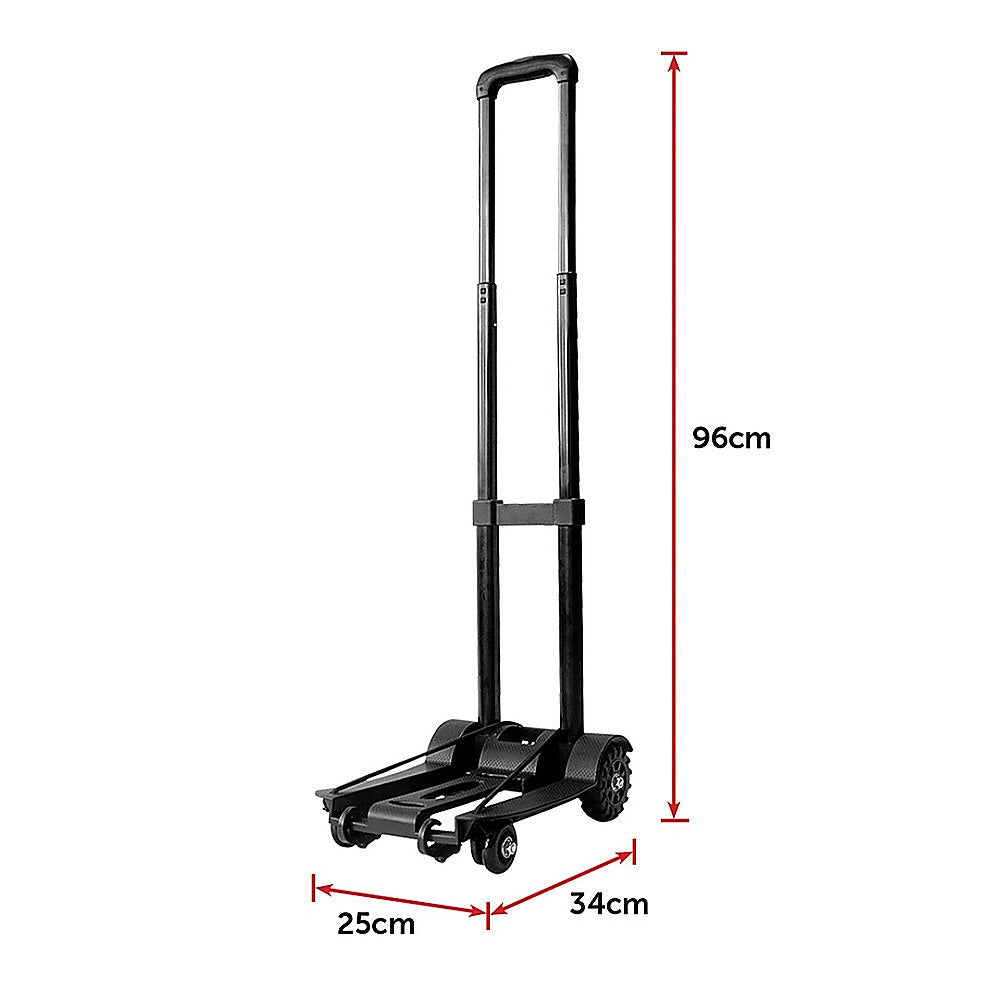 Collapsible 70Kg Hand Trolley with Swivel Wheels, Black