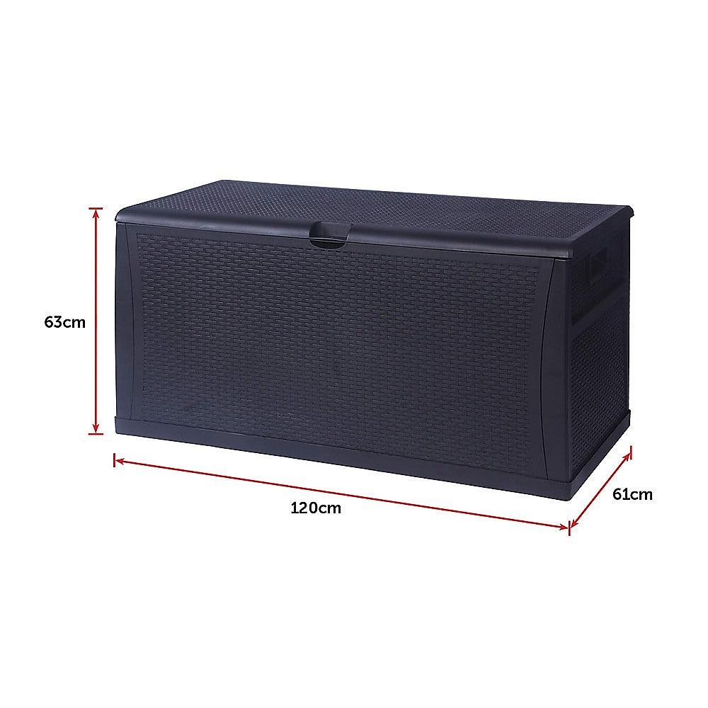 450L Plastic Patio Deck Storage Bench Black, 79kg Limit