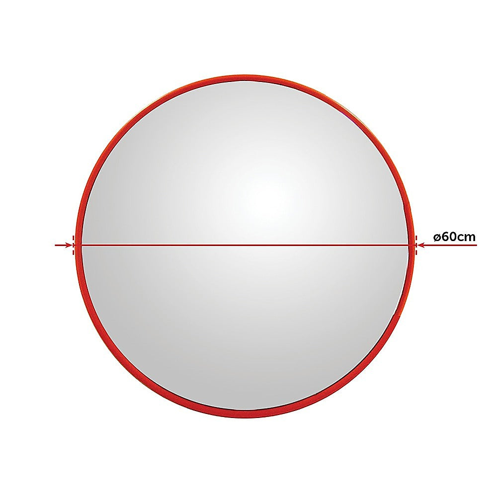 60cm Wide Angle Convex Security Mirror, Bright Orange-Red