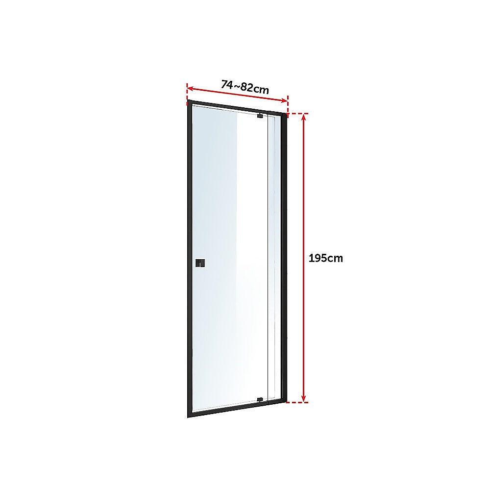 Adjustable Semi Frameless Shower Screen 74 82 x 195cm Australian Safety Glass
