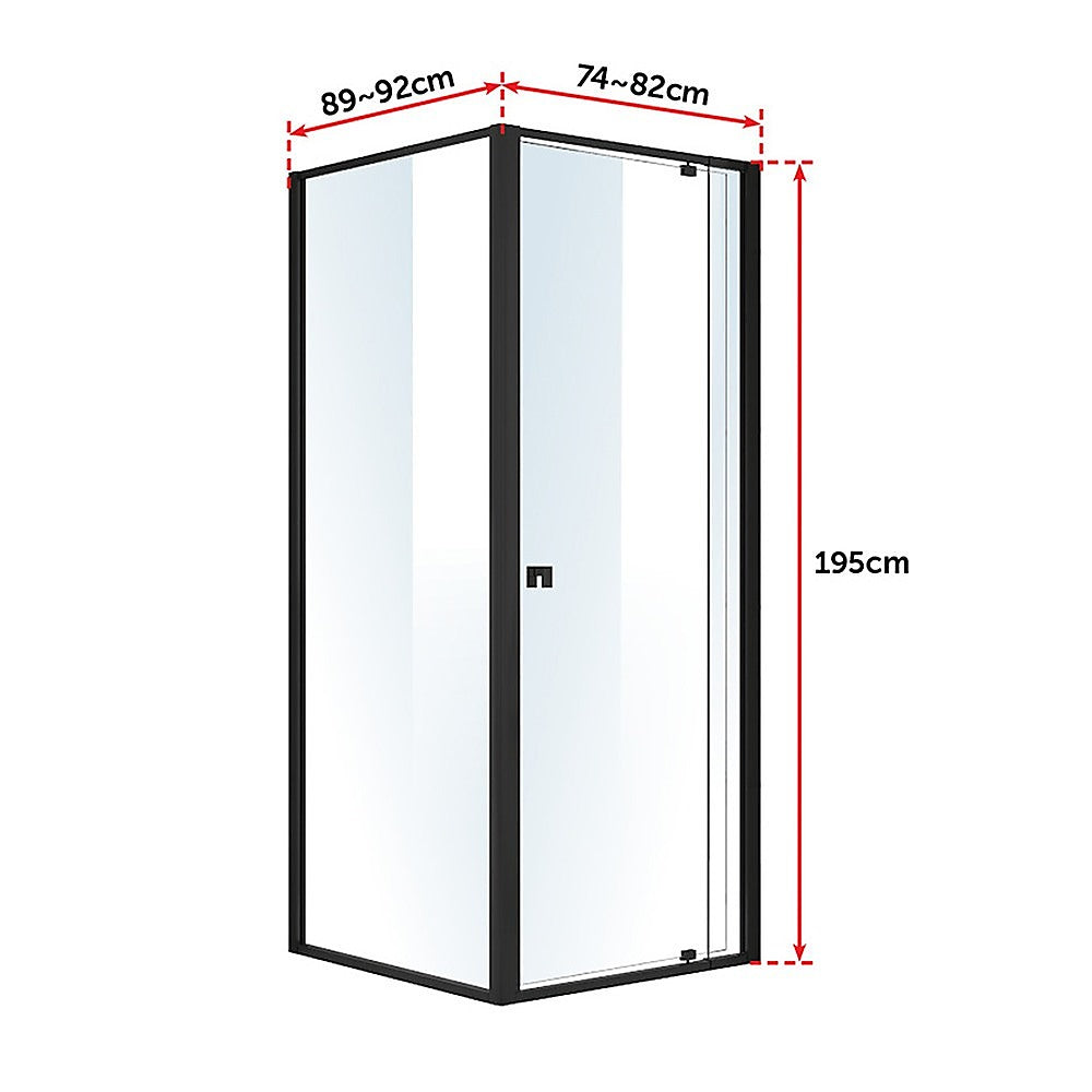 Semi Frameless Shower Screen 74 82 x 195cm & 89 92 x 195cm Side AS/NZS Glass