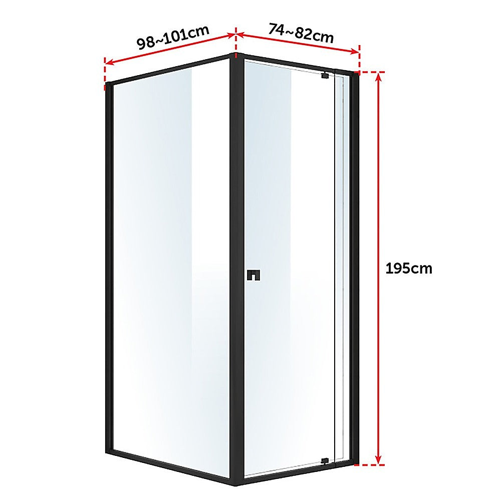Semi Frameless Shower Screen 74 82 x 195cm & 98 101 x 195cm Side AS/NZS Glass