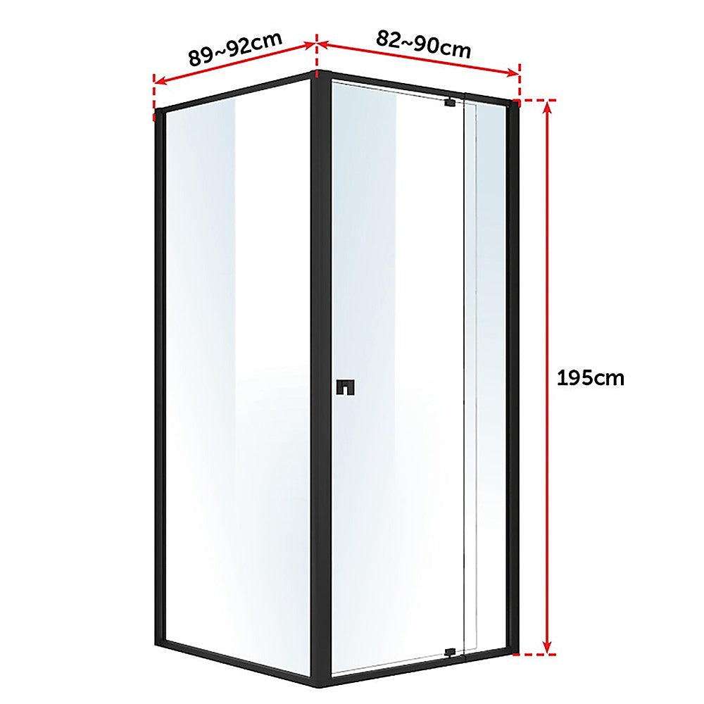 Semi Frameless Shower Screen 82 90 x 195cm & 89 92 x 195cm Side AS/NZS Glass